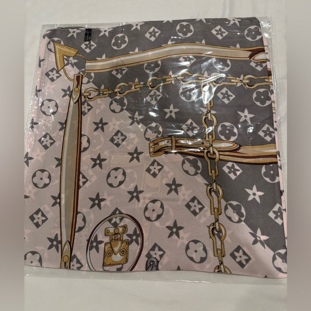 Pink and Gold Patterned Scarf